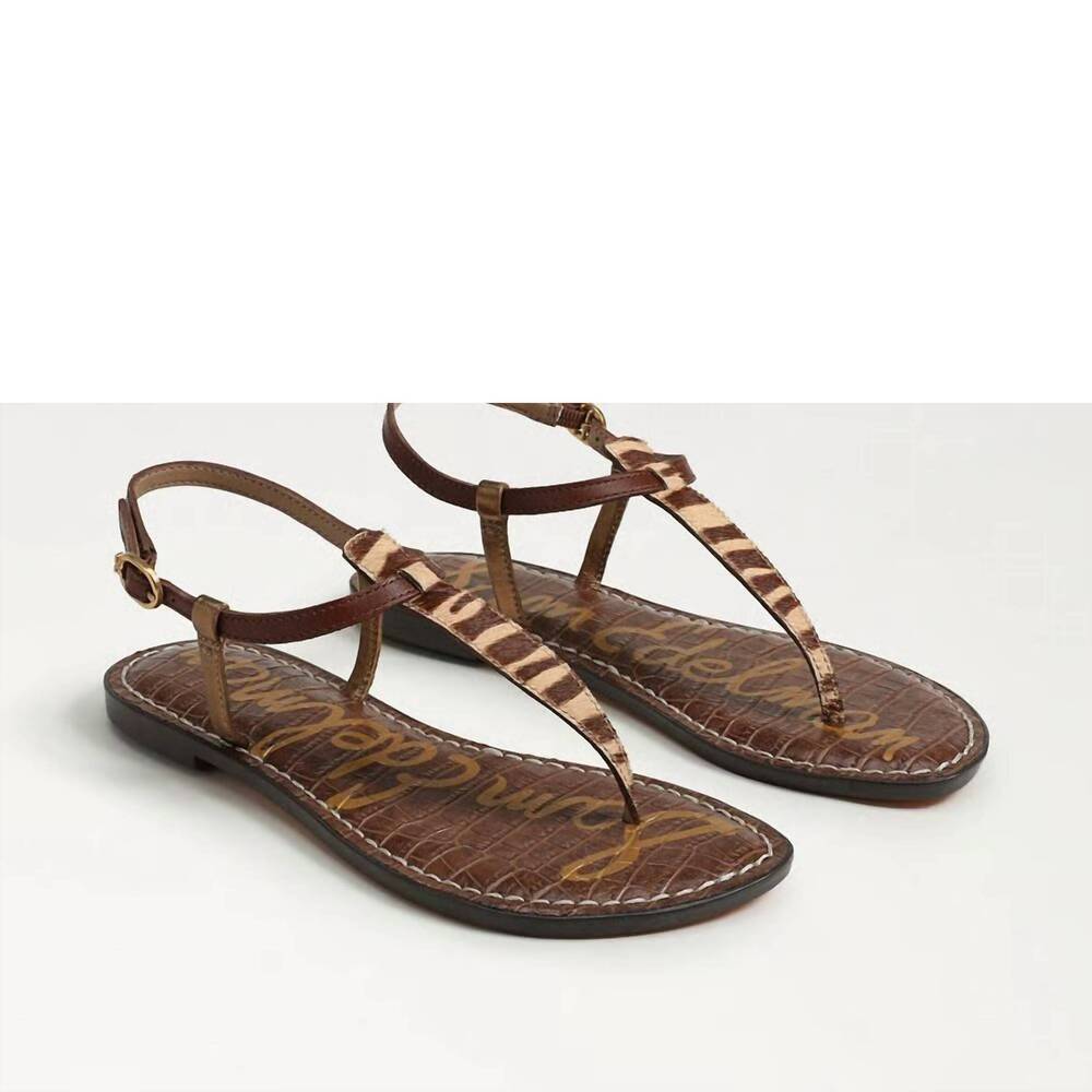 NEW SAM EDELMAN women's gigi thong sandals in beechwood zebra